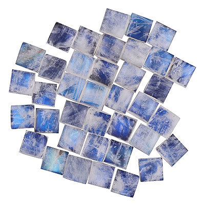 44 Pcs Square Natural Rainbow Moonstone Standard Quality Cabochon Gemstones (mm size) Lot - RS30801330-35