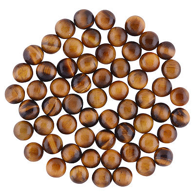 122 Pcs Round Natural Tiger's Eye Standard Quality Cabochon Gemstones (mm size) Lot - RS30801333-1