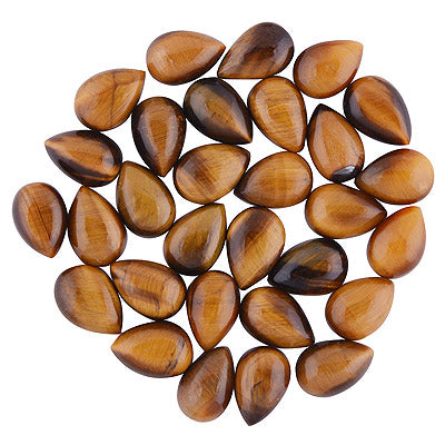 38 Pcs Pear Natural Tiger's Eye Standard Quality Cabochon Gemstones (mm size) Lot - RS30801333-14