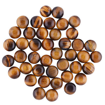 62 Pcs Round Natural Tiger's Eye Standard Quality Cabochon Gemstones (mm size) Lot - RS30801333-2