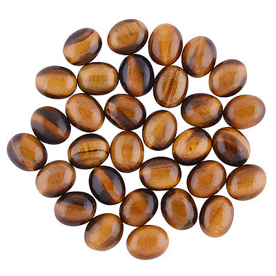 32 Pcs Oval Natural Tiger's Eye Standard Quality Cabochon Gemstones (mm size) Lot - RS30801333-9