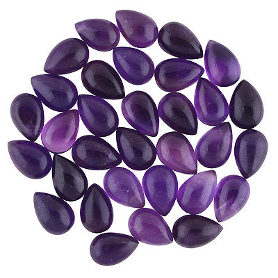 30 Pcs Pear Natural Amethyst Standard Quality Cabochon Gemstones (mm size) Lot - RS30801334-23