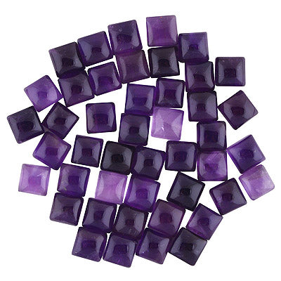 62 Pcs Square Natural Amethyst Standard Quality Cabochon Gemstones (mm size) Lot - RS30801334-31