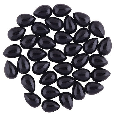 49 Pcs Pear Natural Black Onyx Standard Quality Cabochon Gemstones (mm size) Lot - RS30801337-20