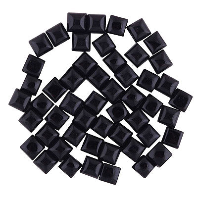 129 Pcs Square Natural Black Onyx Standard Quality Cabochon Gemstones (mm size) Lot - RS30801337-26