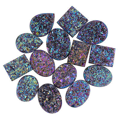 14 Pcs Natural Druzy Standard Quality Cabochon Gemstones Free Size Lot - RS30900184-21