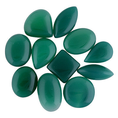 11 Pcs Natural Green Onyx Standard Quality Cabochon Gemstones Free Size Lot - RS30900184-23