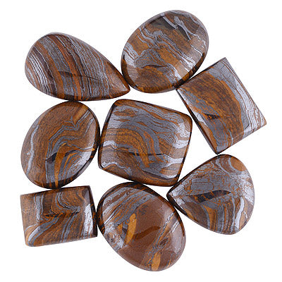 8 Pcs Natural Iron Tiger's Eye Standard Quality Cabochon Gemstones Free Size Lot - RS30900184-25