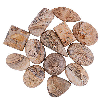 13 Pcs Natural Picture Jasper Standard Quality Cabochon Gemstones Free Size Lot - RS30900184-36