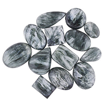 13 Pcs Natural Seraphinite Standard Quality Cabochon Gemstones Free Size Lot - RS30900184-47