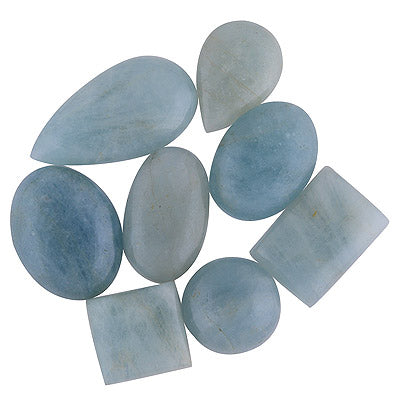 8 Pcs Natural Aquamarine Standard Quality Cabochon Gemstones Free Size Lot - RS30900184-5