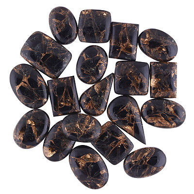 19 Pcs Natural Black Copper Turquoise Standard Quality Cabochon Gemstones Free Size Lot - RS30900184-55