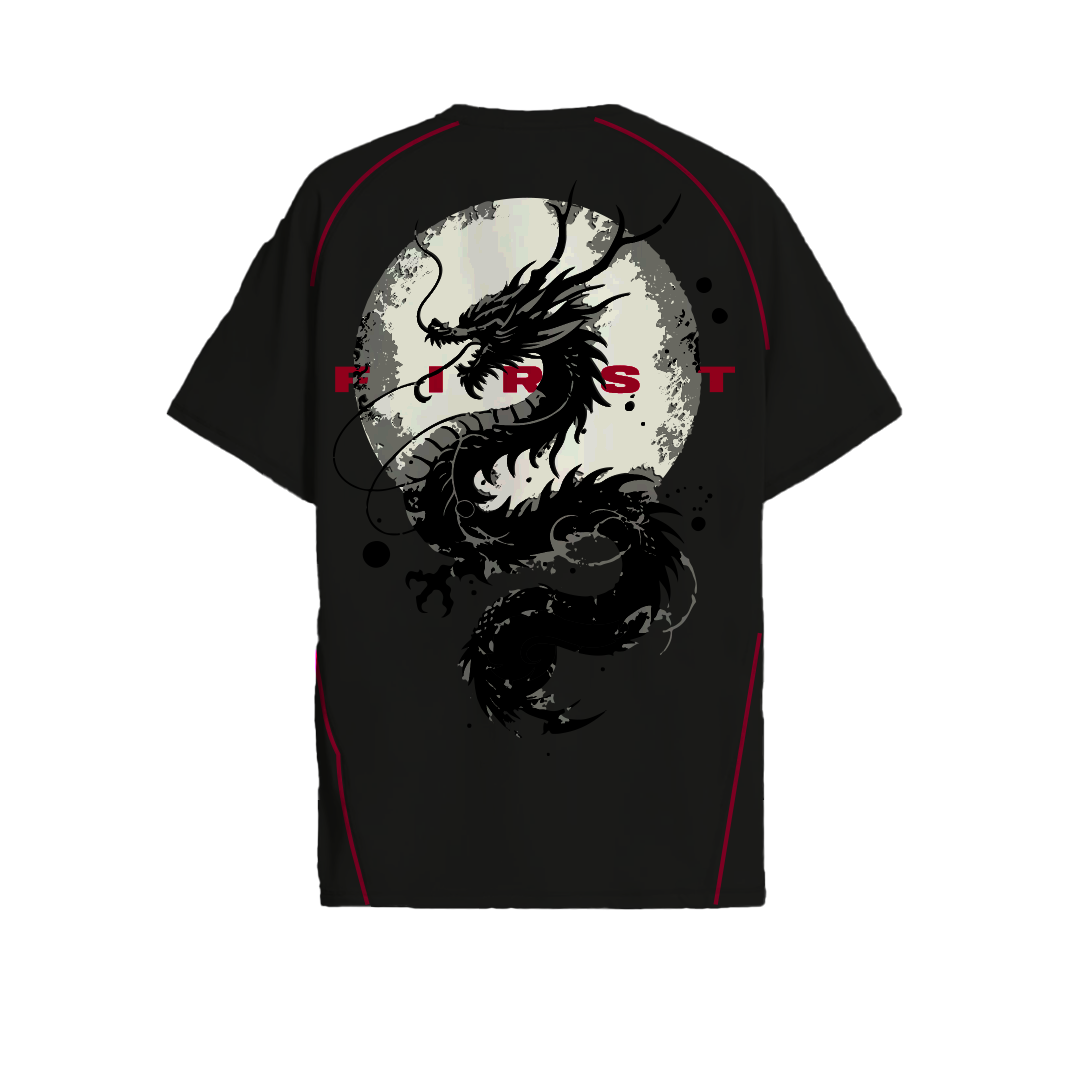 The First Dragon - Oversized T-Shirt (BlacK) by Instinct First