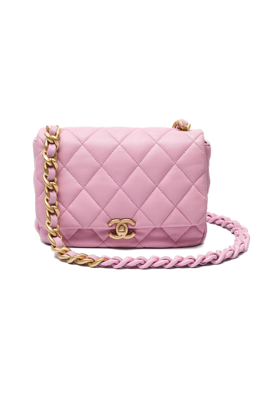 Chanel 2022 SS Runway Chunky Chain Flap Bag – Pink Lambskin - Zeuskicks