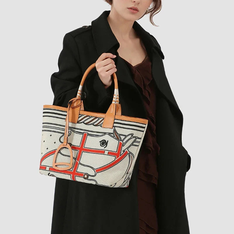 Hermès Steeple Tote – Stella Small Canvas & Horse Beige Leather