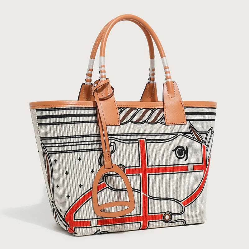 Hermès Steeple Tote – Stella Small Canvas & Horse Beige Leather