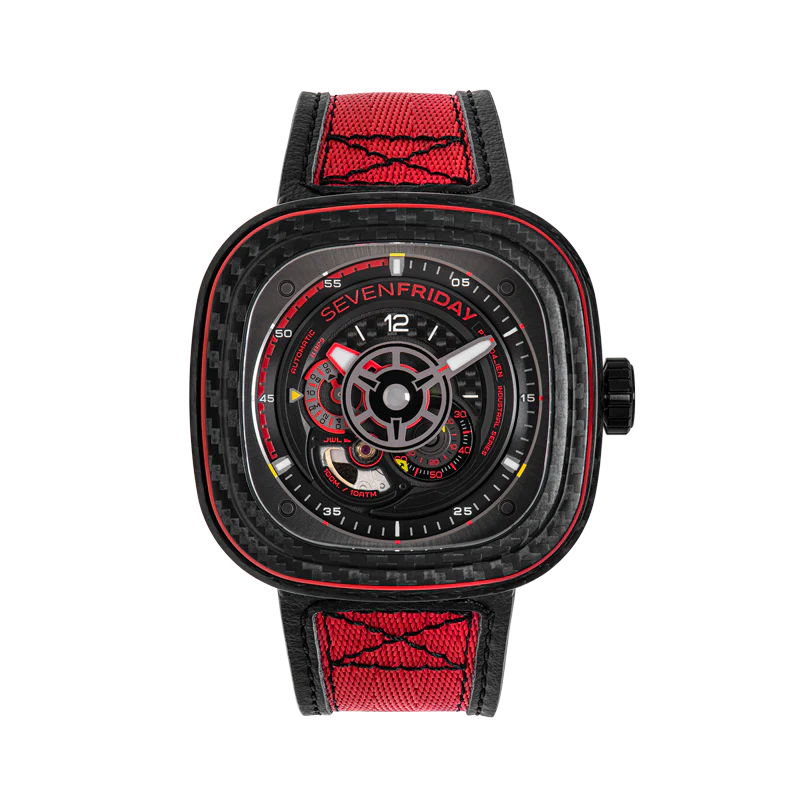Men’s SevenFriday P3C/04 “Red Carbon” Automatic Watch - Zeuskicks