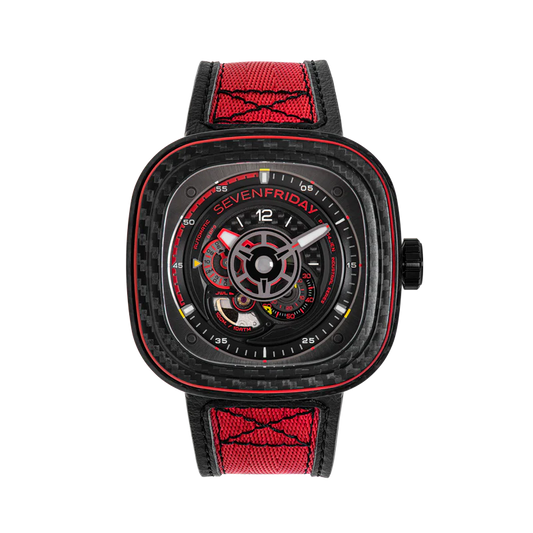 Men’s SevenFriday P3C/04 “Red Carbon” Automatic Watch - Zeuskicks
