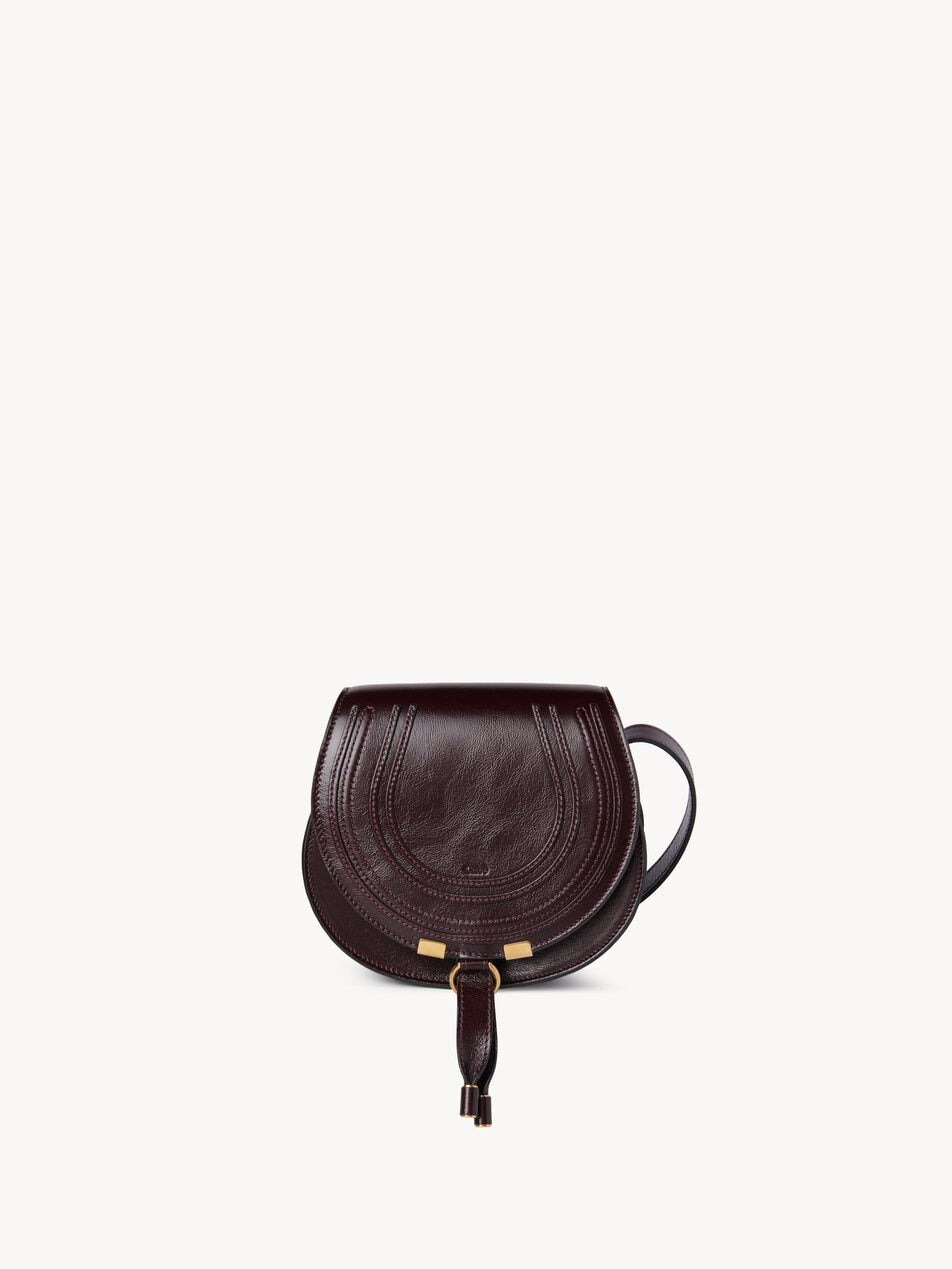CHLOE Small Marcie saddle bag in shiny leather Auburn Red by CHLOE