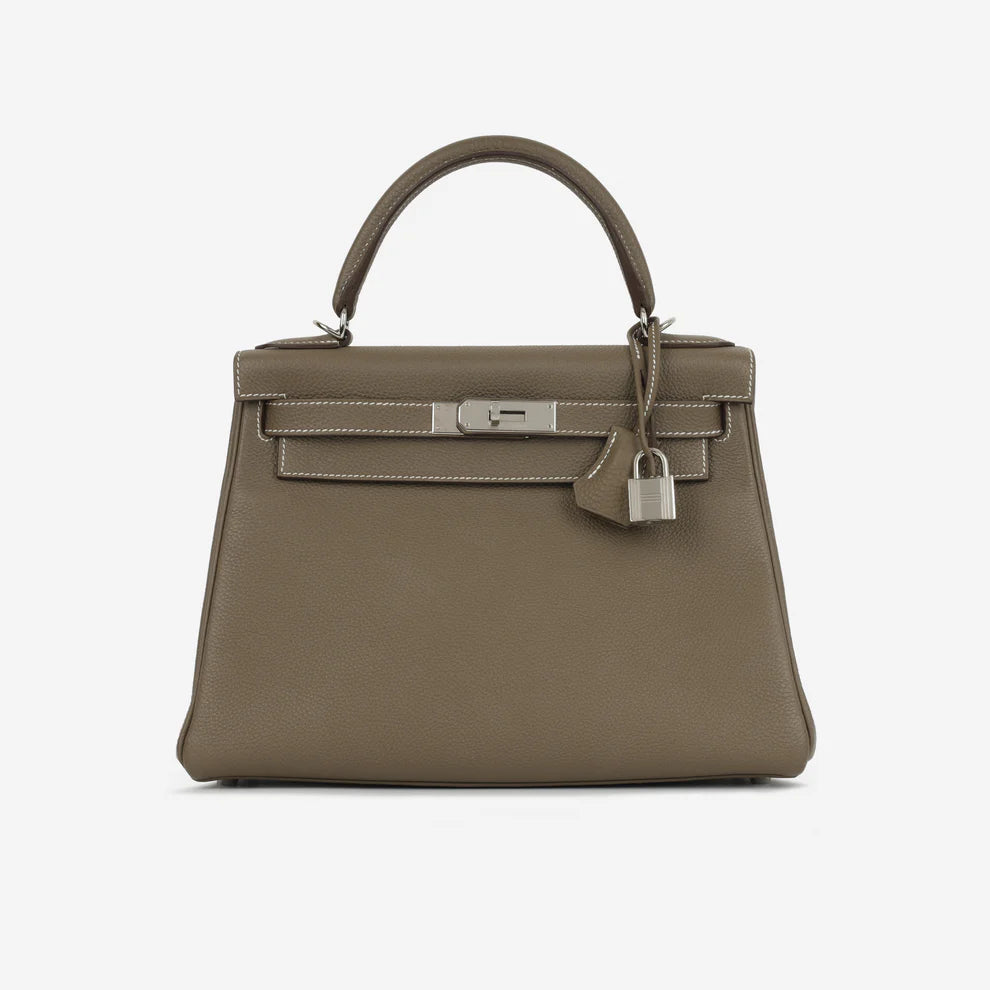 Hermès HSS Kelly 28 Sellier Bag in Gris Etain Epsom Leather with Palladium Hardware