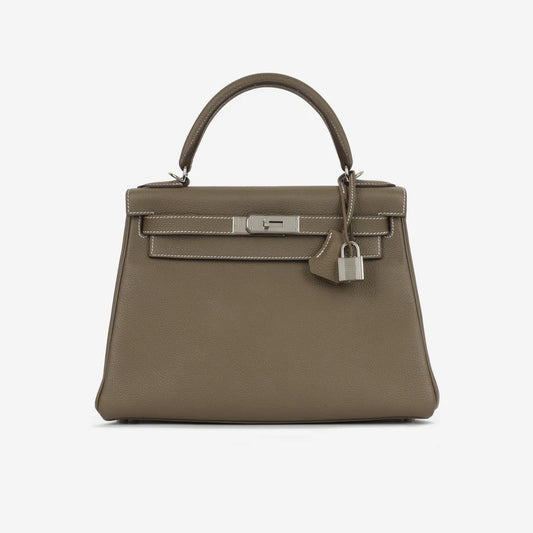 Hermès HSS Kelly 28 Sellier Bag in Gris Etain Epsom Leather with Palladium Hardware