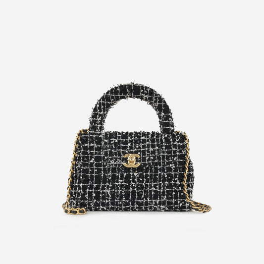 Chanel Small Kelly Re-Edition – Black & White Tweed - Zeuskicks