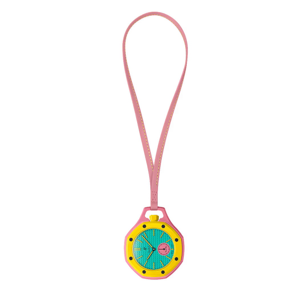 Swatch Pocket Watch – Teal Dial, Pink Bioceramic - Zeuskicks