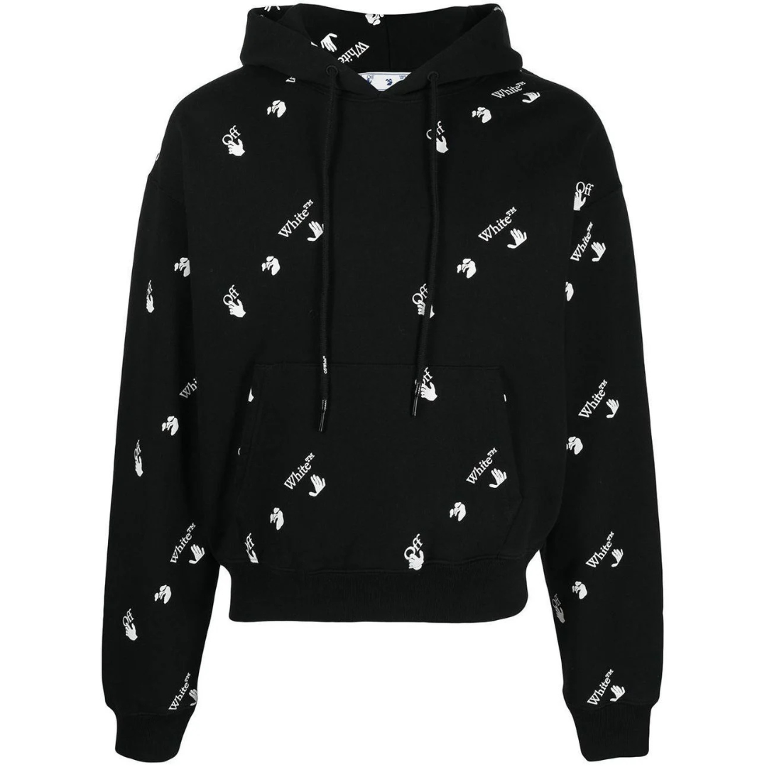 OFF WHITE MONOGRAM OVER LOGO HOODIE BLACK by Off White