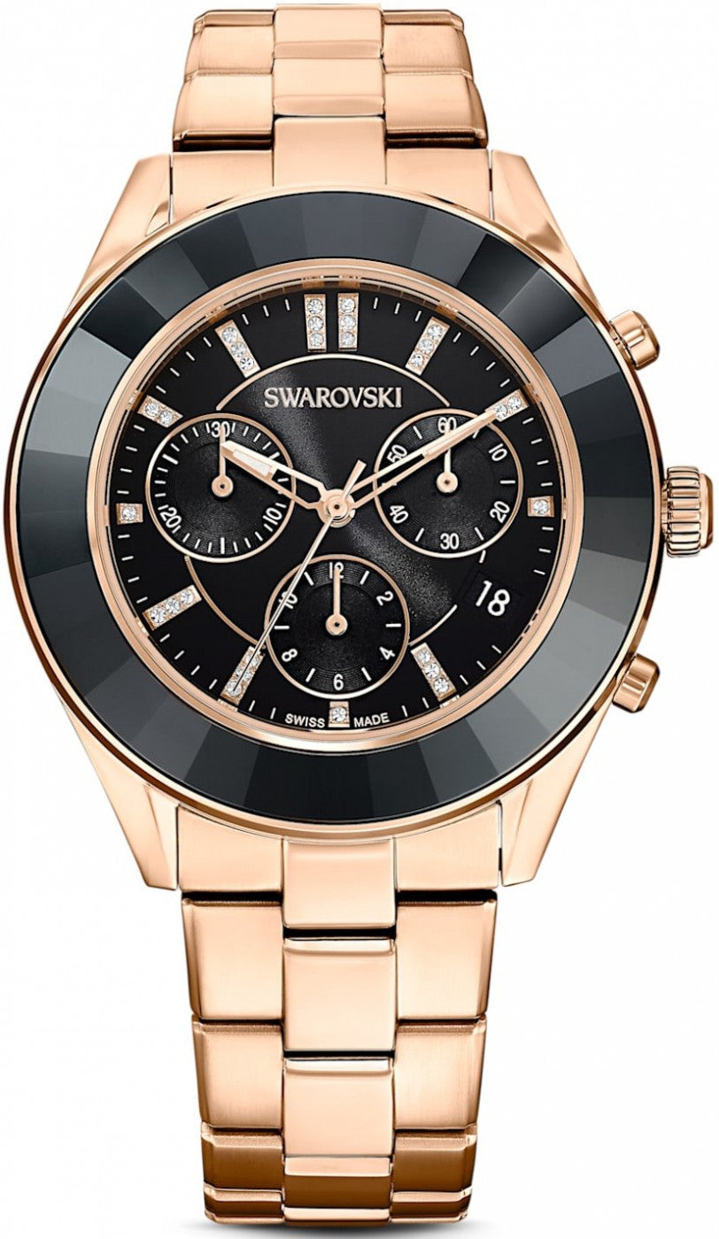 Swarovski Octea Lux Sport watch, Swiss Made, Metal bracelet, Black, Crystals — product photo (5610478)