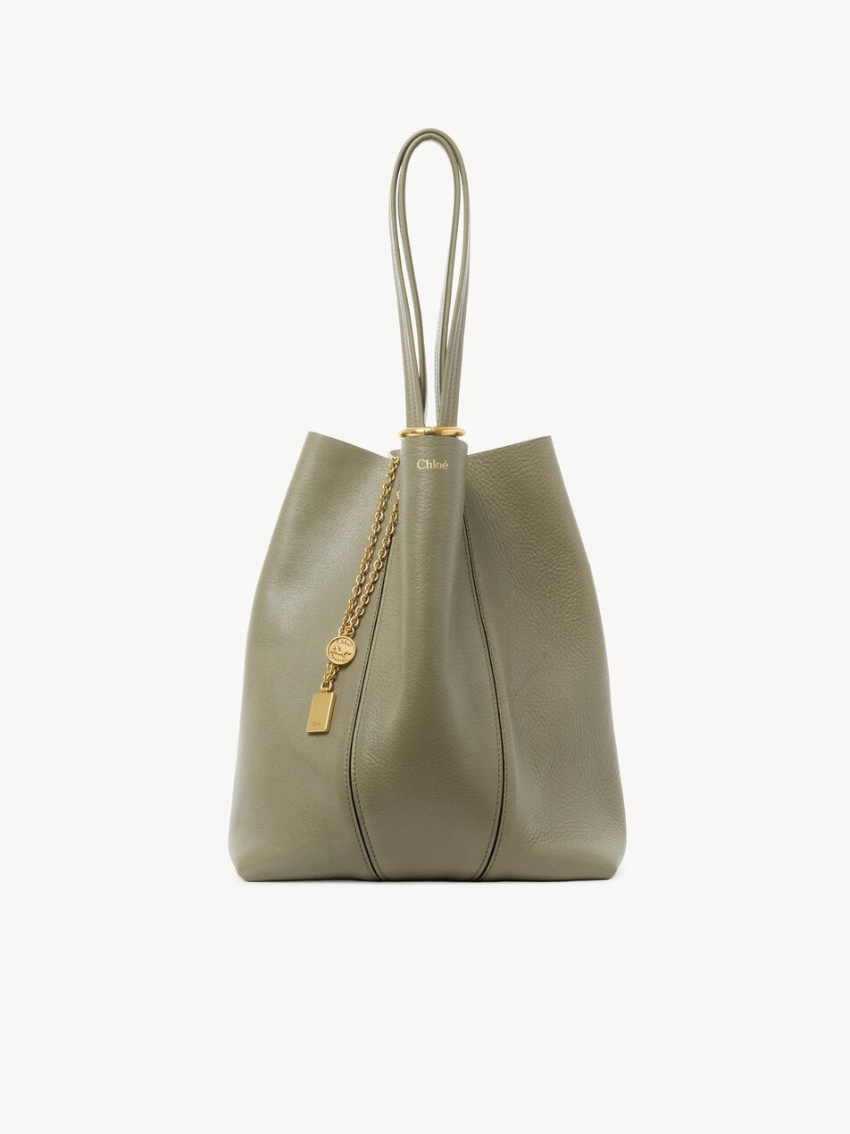 CHLOE Spin tote bag in grained leather Aloe Green by CHLOE