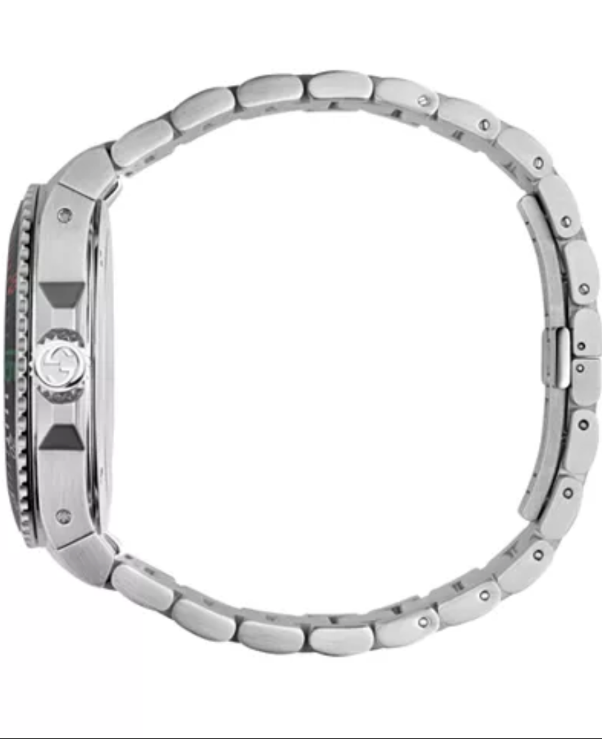 Men’s Gucci YA136208A Dive Quartz Black Dial Brushed Steel Watch
