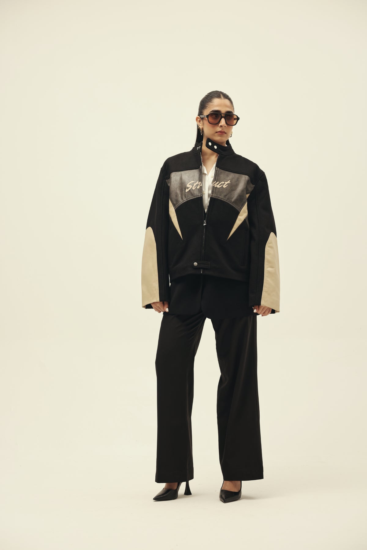 STRUCT DISTRESSED LEATHER RIDER JACKET BLACK by STRUCT
