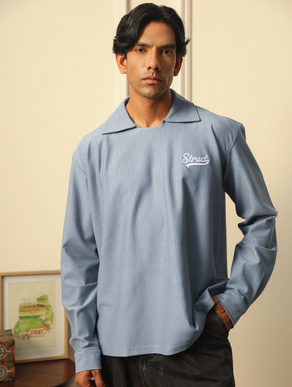 BINARY PINSTRIPE DETACHABLE HOODIE by STRUCT