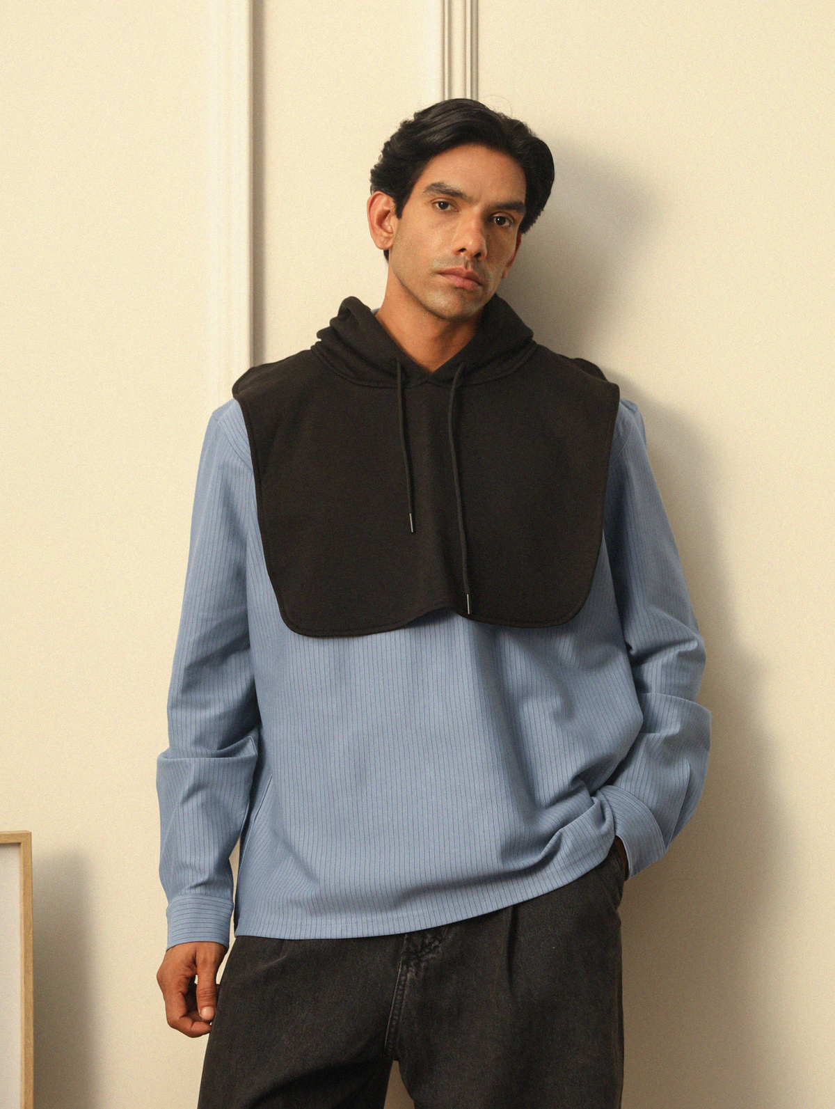BINARY PINSTRIPE DETACHABLE HOODIE by STRUCT