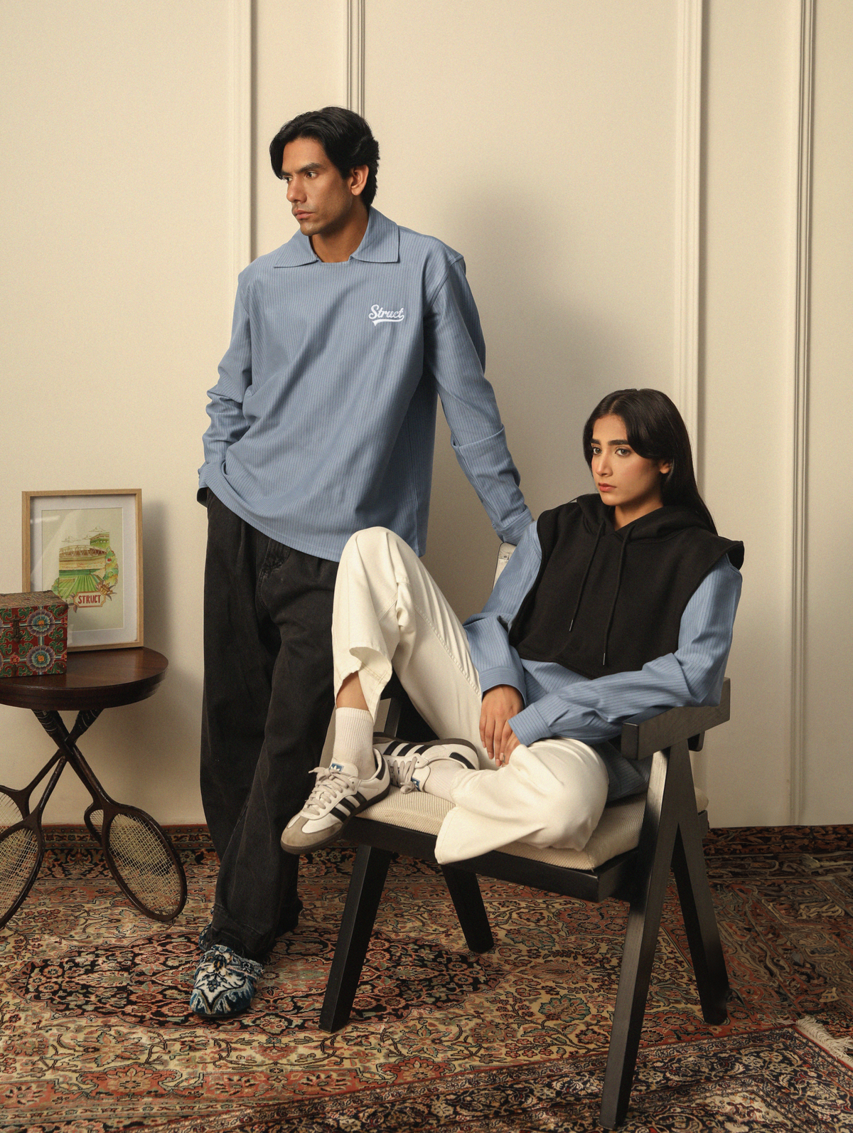 BINARY PINSTRIPE DETACHABLE HOODIE by STRUCT