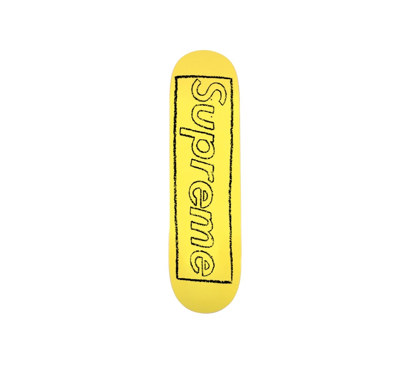 Supreme KAWS Chalk Logo Skateboard Deck Yellow by KAWS