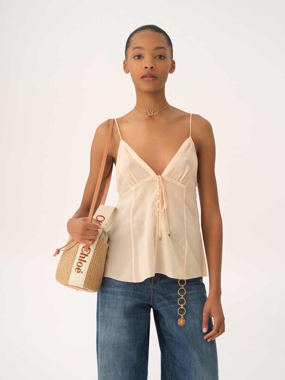 CHLOE Small Woody basket in natural fibers Wooden Orange by CHLOE