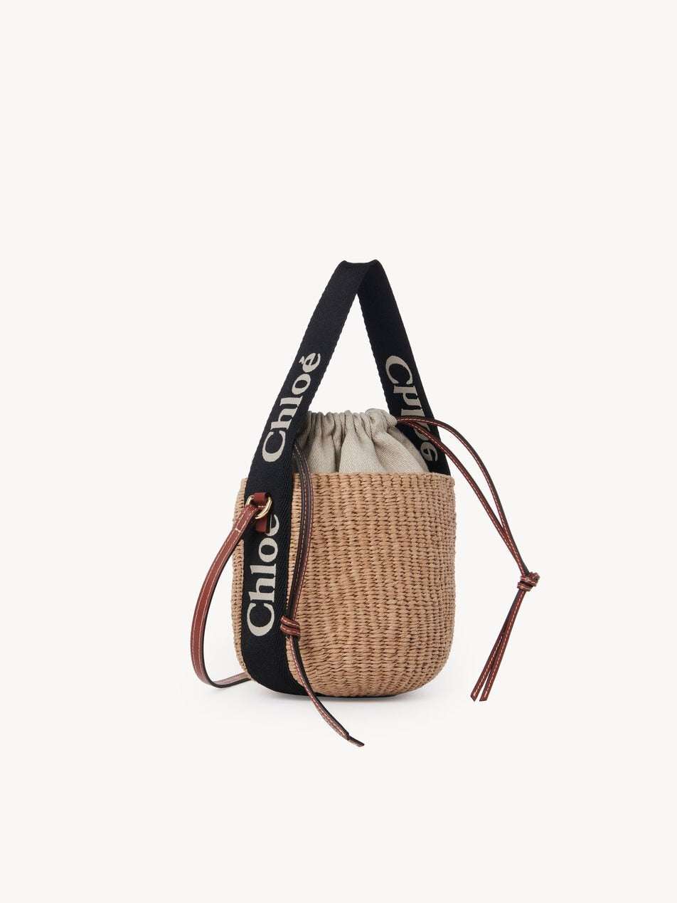 CHLOE Small Woody basket in natural fibers Black / Beige by CHLOE