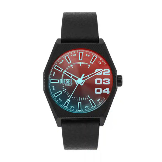 Black Scraper Black Leather Watch