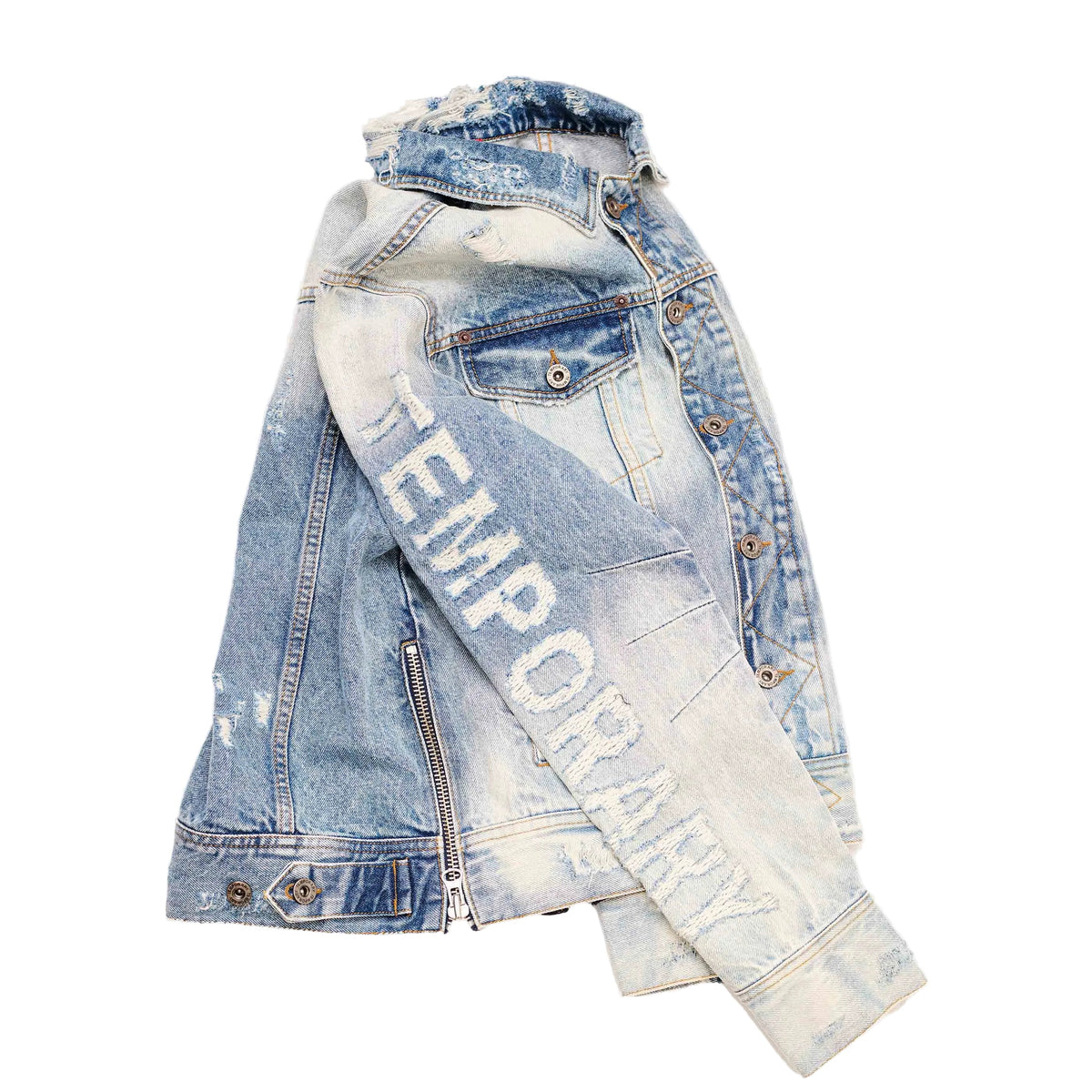 THE LAST WEAR — Hand Distressed Denim Trucker Jacket | TEMPORARY by Temporary Clo