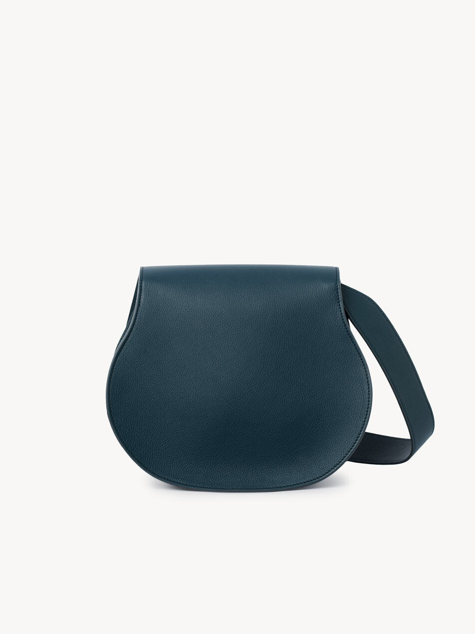 CHLOE Marcie saddle bag in grained leather Tapestry Blue by CHLOE