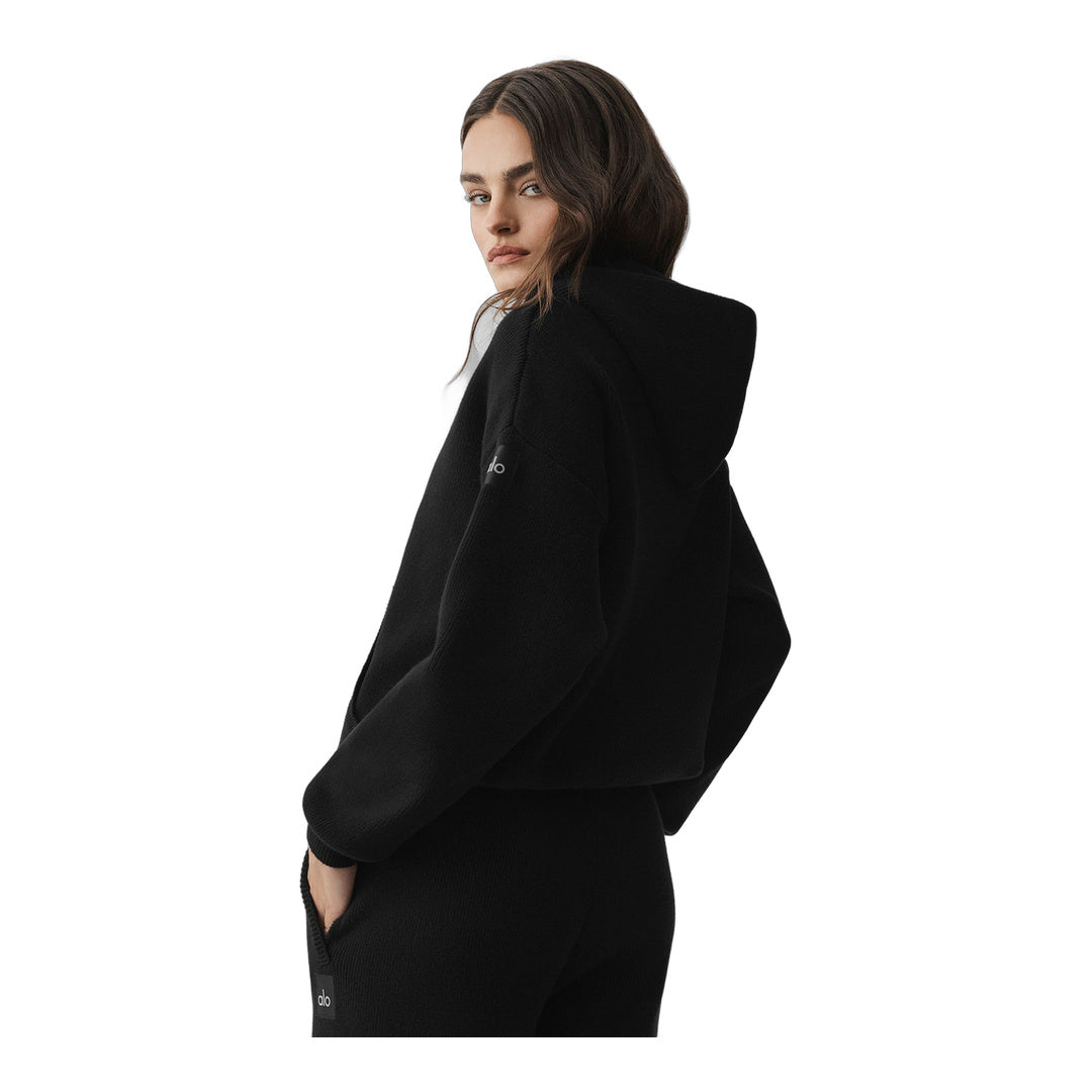 alo Scholar Hooded Sweater - Black by Alo Yoga