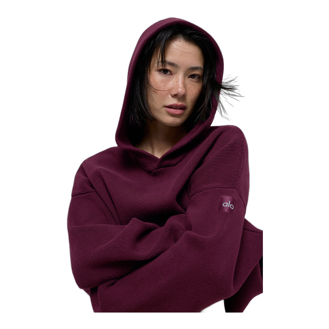 alo Scholar Hooded Sweater - Burgundy by Alo Yoga