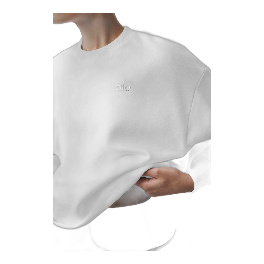 alo Accolade Crew Neck Pullover - White by Alo Yoga