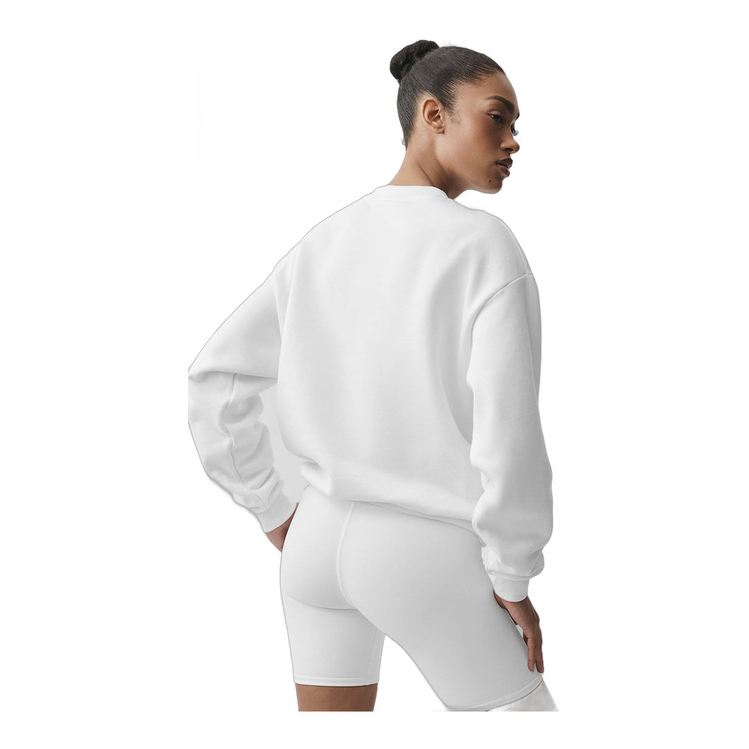 alo Accolade Crew Neck Pullover - White by Alo Yoga