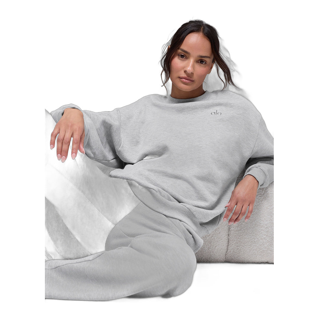 alo Accolade Crew Neck Pullover - Athletic Heather Grey by Alo Yoga
