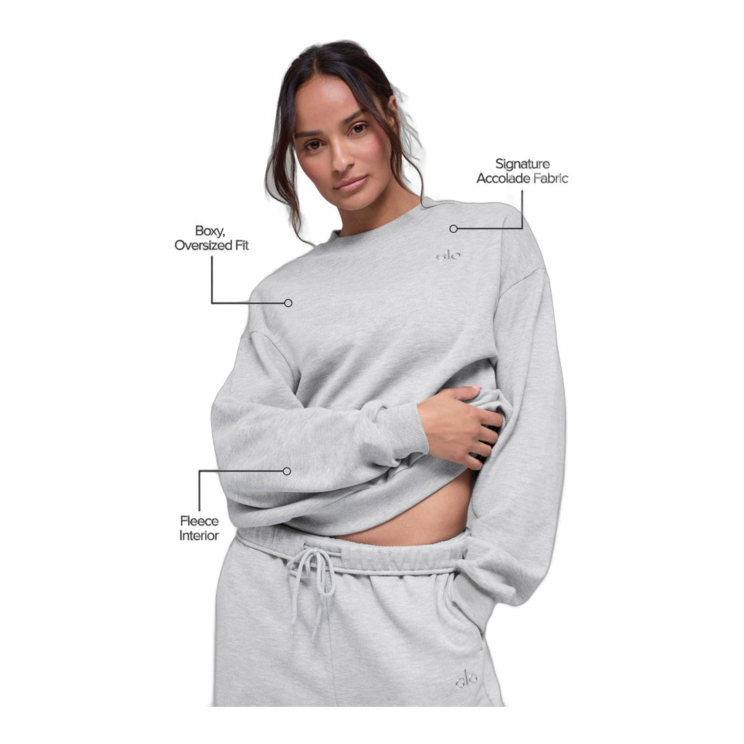 alo Accolade Crew Neck Pullover - Athletic Heather Grey by Alo Yoga