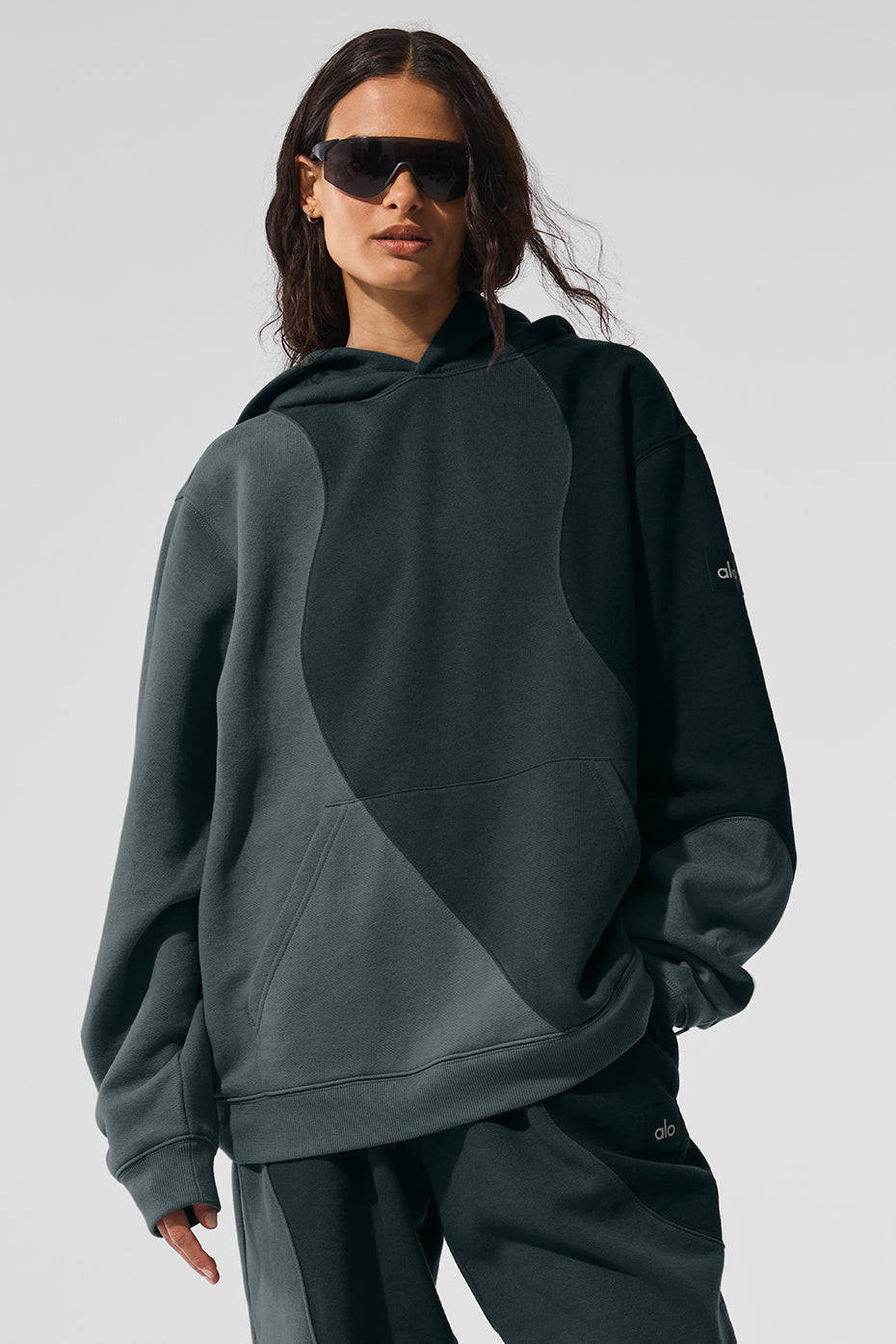 Make Waves Hoodie - Charcoal Green Tonal (U3039R)
