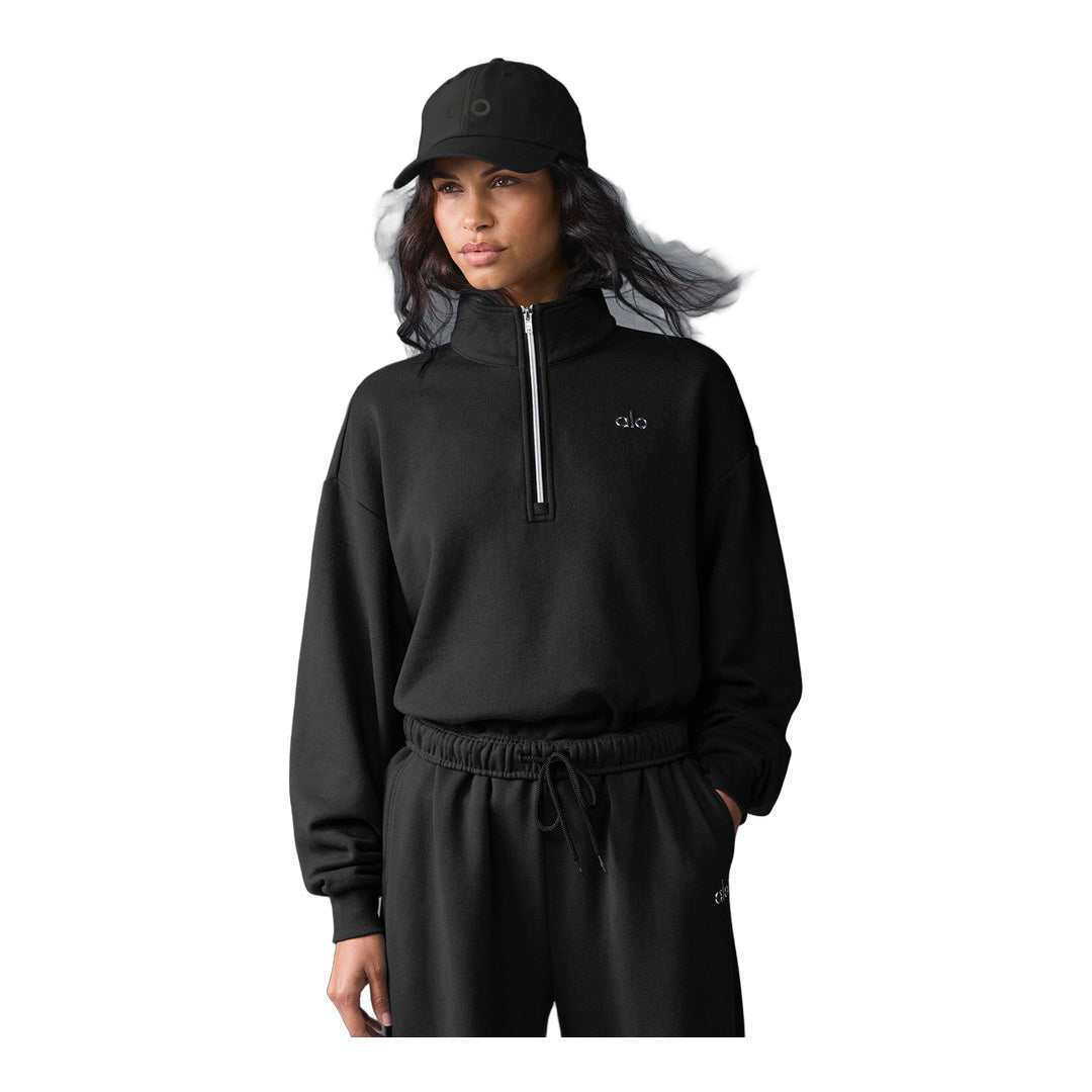 alo Accolade 1/4 Zip Pullover - Black by Alo Yoga