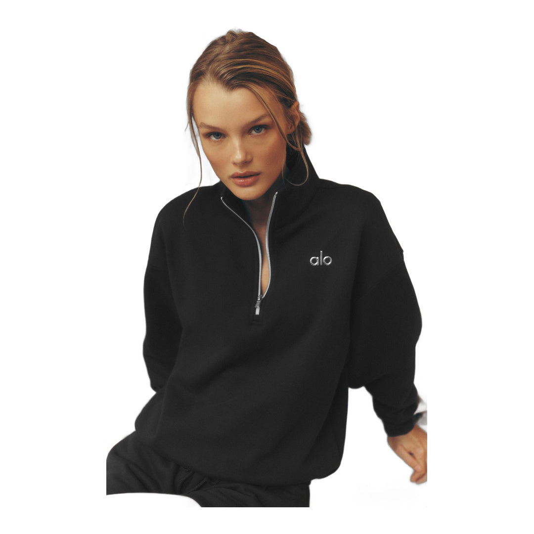 alo Accolade 1/4 Zip Pullover - Black by Alo Yoga